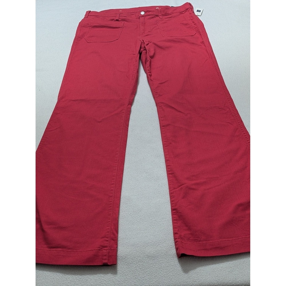 Gap Jeans Pants Women Sz 33 Authentic Flare Mid Rise Stretch Bootcut‎ Red Denim